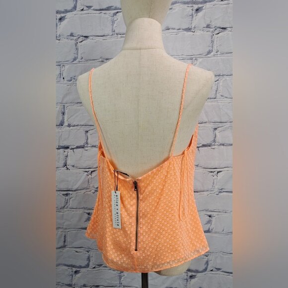 NWT Alice + Olivia Spaghetti Strap Tank Top with Tie Camisole Light Peach Large - Picture 6 of 13